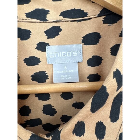 Chicos 3 Cheetah-Print Sandwashed Satin shirt top blouse Size XL - Picture 4 of 8